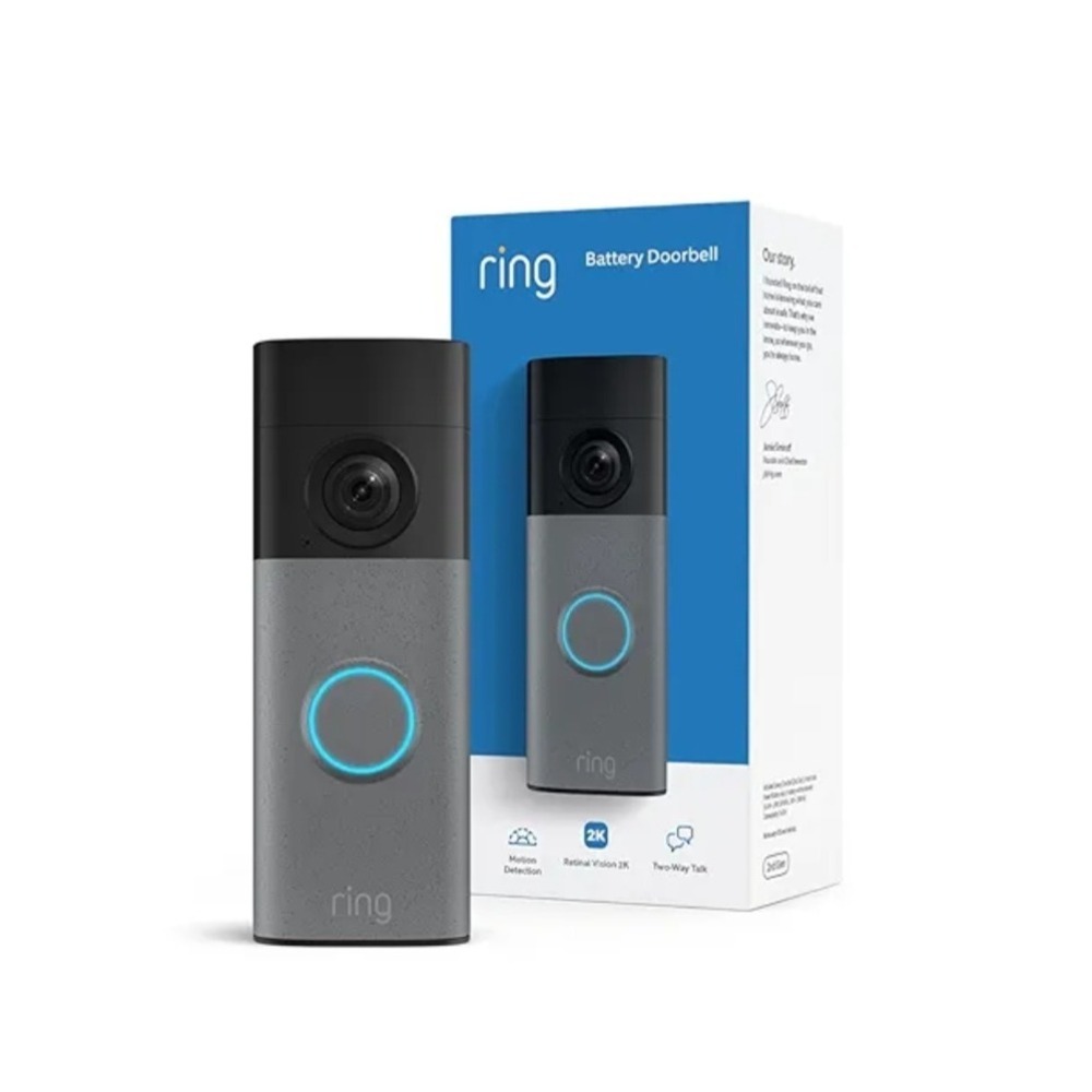 Ring Battery Doorbell 2nd Gen Retinal Vision 2K USB-C Smart Home Security Gray